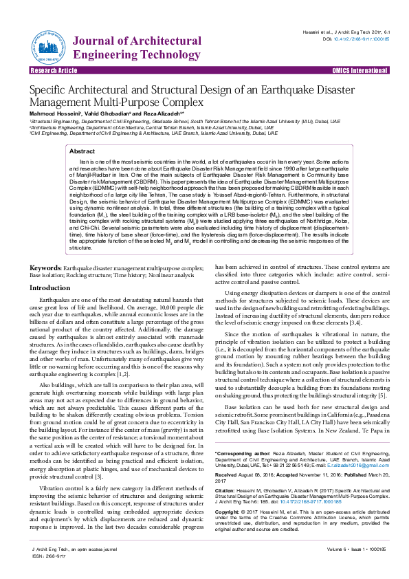(PDF) Specific Architectural and Structural Design of an Earthquake ...