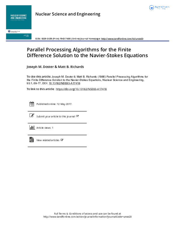 (PDF) Parallel Processing Algorithms for the Finite Difference Solution ...