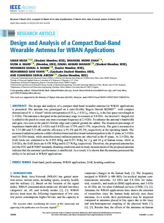 (PDF) Design and Analysis of a Compact Dual-Band Wearable Antenna for ...