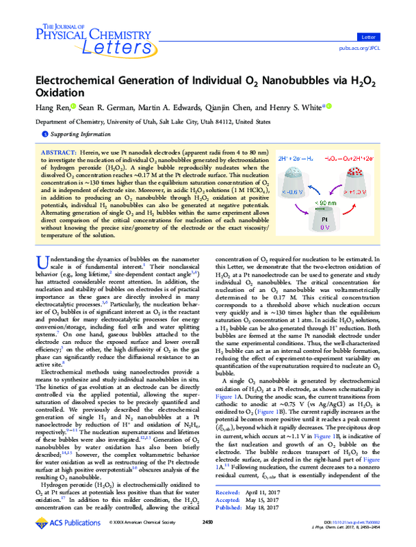 (PDF) Electrochemical Generation of Individual O2 Nanobubbles via H2O2 ...