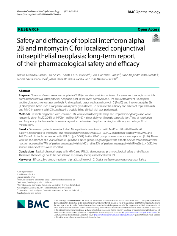 (PDF) Safety and efficacy of topical interferon alpha 2B and mitomycin ...