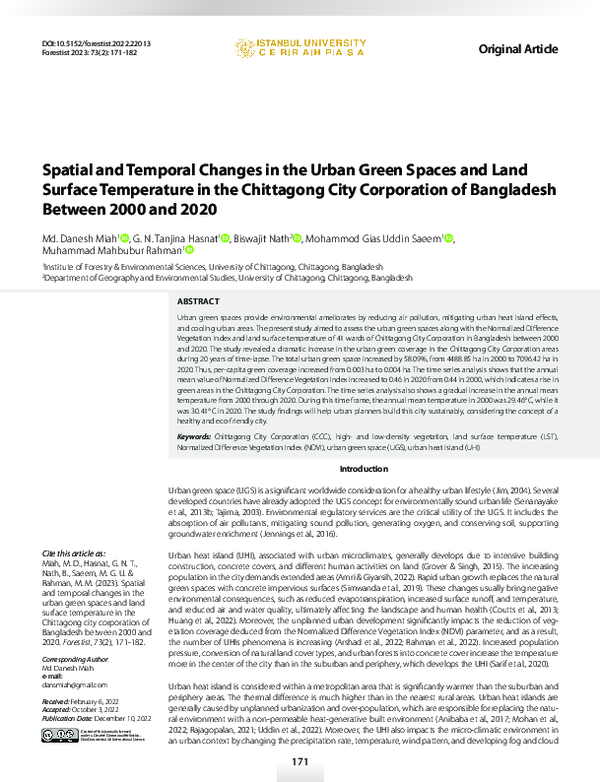 (PDF) Spatial and Temporal Changes in the Urban Green Spaces and Land ...