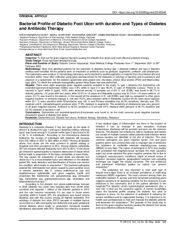 (PDF) Bacterial Profile of Diabetic Foot Ulcer with duration and Types ...