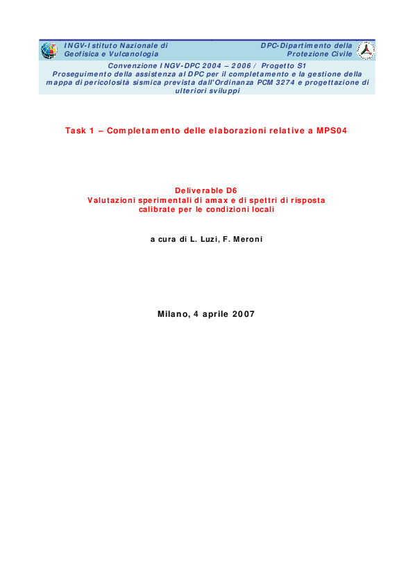 (PDF) Convenzione INGV-DPC 2004 - 2006 / Progetto S1 Proseguimento ...