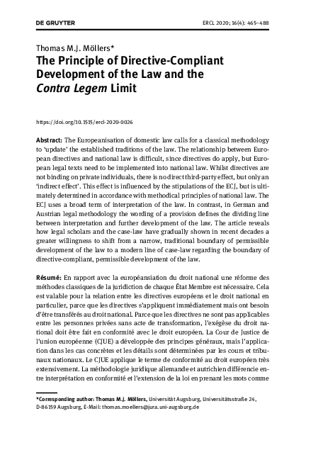 (PDF) The Principle of Directive-Compliant Development of the Law and ...