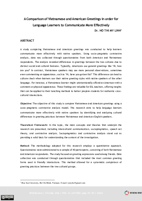 (PDF) A Comparison of Vietnamese and American Greetings in order for ...
