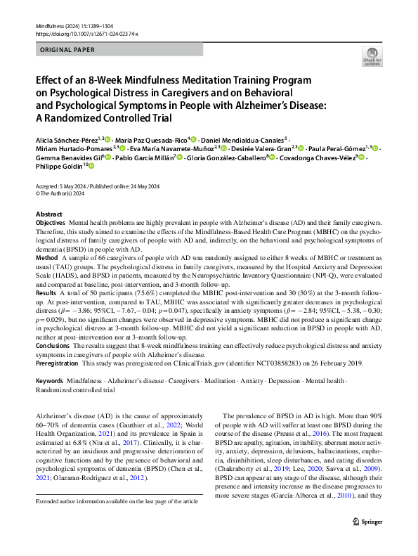 (PDF) Effect of an 8-Week Mindfulness Meditation Training Program on ...