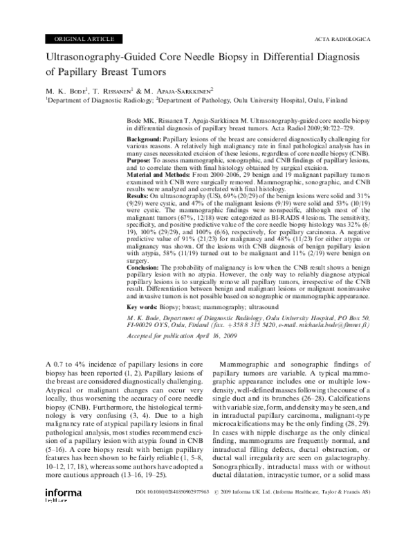(PDF) Ultrasonography-guided core needle biopsy in differential ...