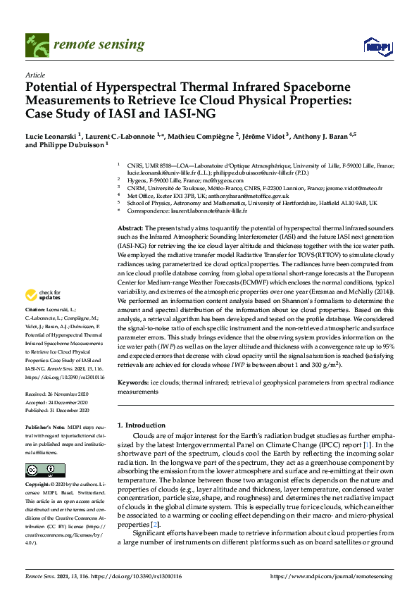 (PDF) Potential of Hyperspectral Thermal Infrared Spaceborne ...
