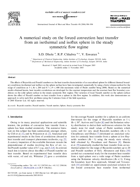 (PDF) A numerical study on the forced convection heat transfer from an ...