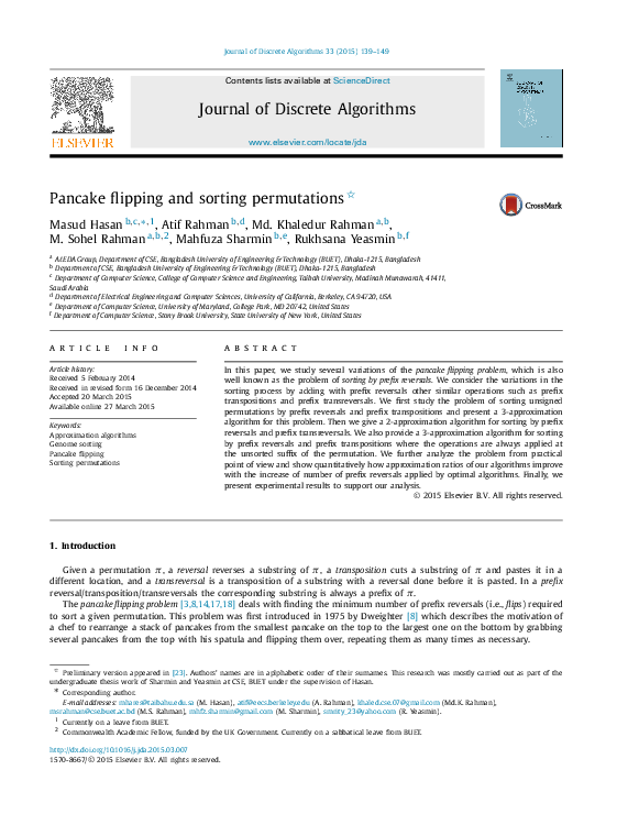 (PDF) Pancake flipping and sorting permutations
