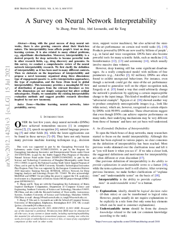 (PDF) A Survey on Neural Network Interpretability