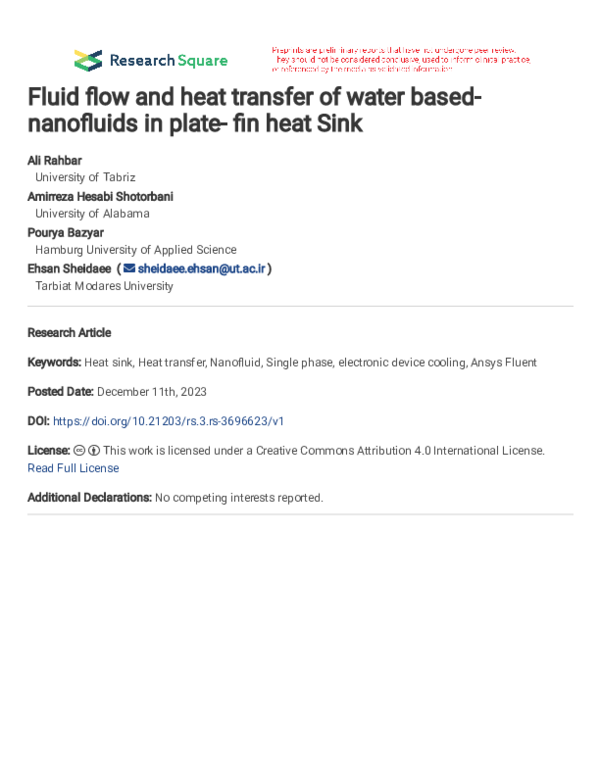 (PDF) Fluid flow and heat transfer of water based-nanofluids in plate ...