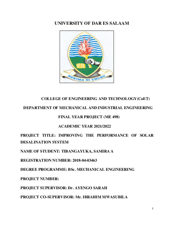 (PDF) Improving the performance of solar desalination system