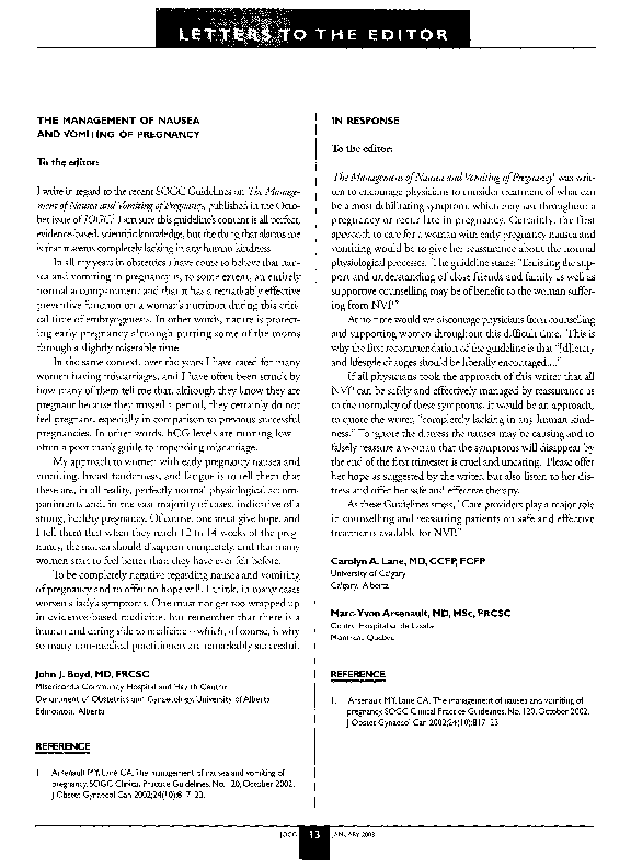 (PDF) The management of nausea and vomiting of pregnancy and ...
