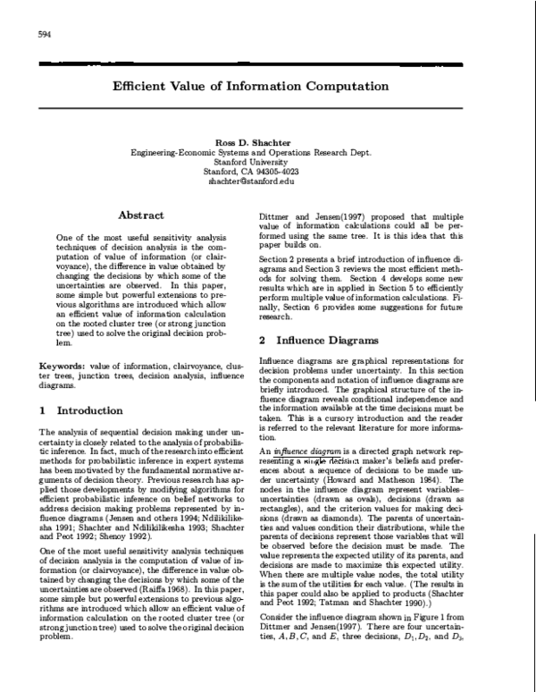 (PDF) Efficient value of information computation