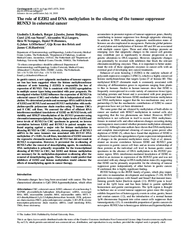 (PDF) The role of EZH2 and DNA methylation in the silencing of the ...