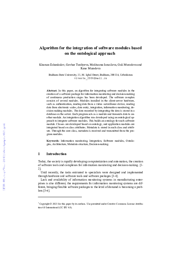 (PDF) Algorithm for the integration of software modules based on the ...