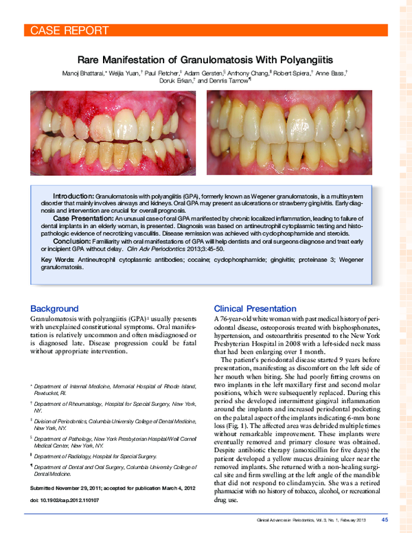 (PDF) Rare Manifestation of Granulomatosis With Polyangiitis
