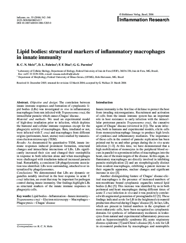 (PDF) Lipid Bodies as Markers of Macrophages in Innate Immunity
