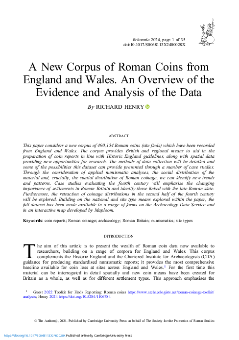 (PDF) A New Corpus of Roman Coins from England and Wales. An Overview ...