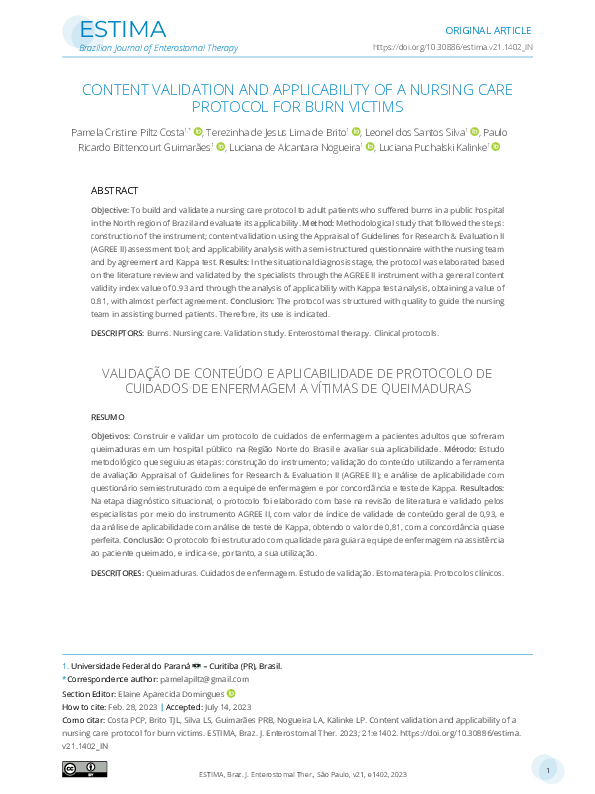 (PDF) Content Validation and Applicability of a Nursing Care Protocol ...