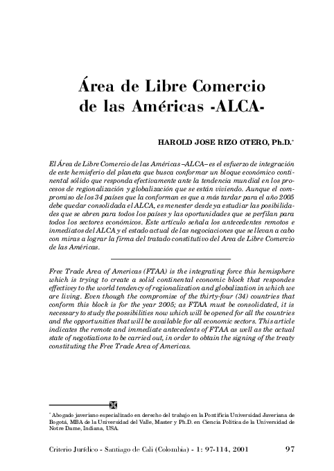 (PDF) Área de Libre Comercio de las Américas-ALCA