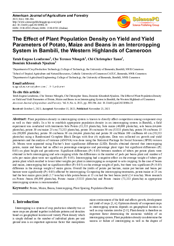 (PDF) The Effect of Plant Population Density on Yield and Yield ...