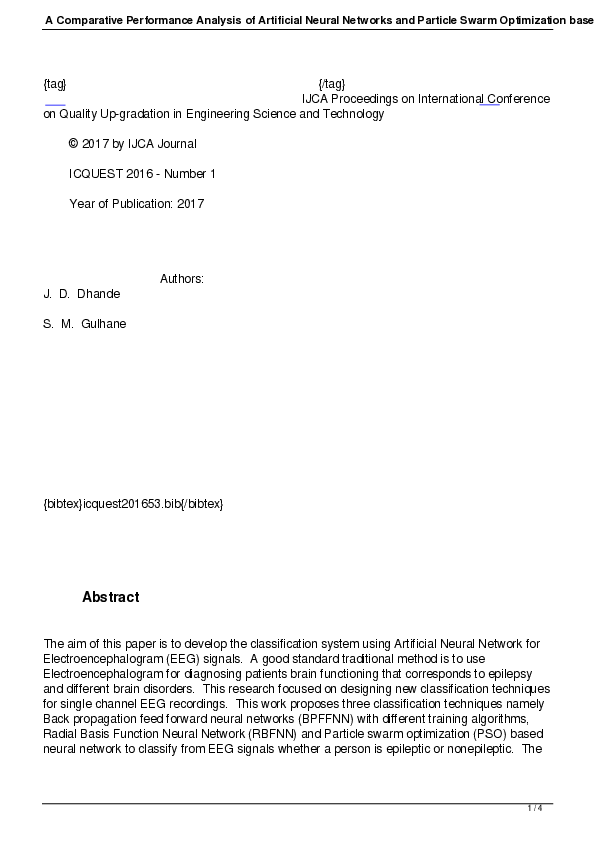 (PDF) A Comparative Performance Analysis of Artificial Neural Networks ...
