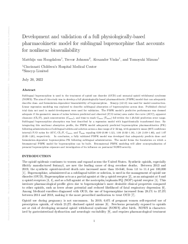 (PDF) Development and validation of a full physiologically-based ...