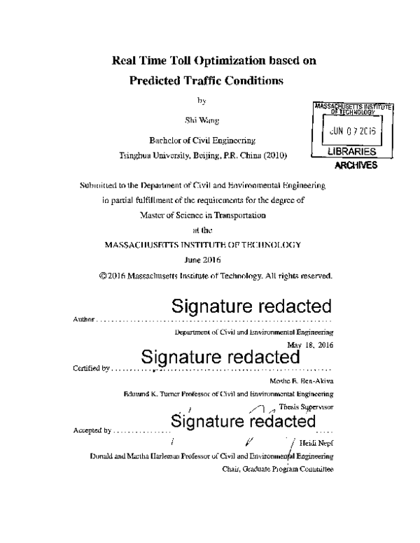 (PDF) Real-Time Toll Optimization Based on Predicted Traffic Conditions