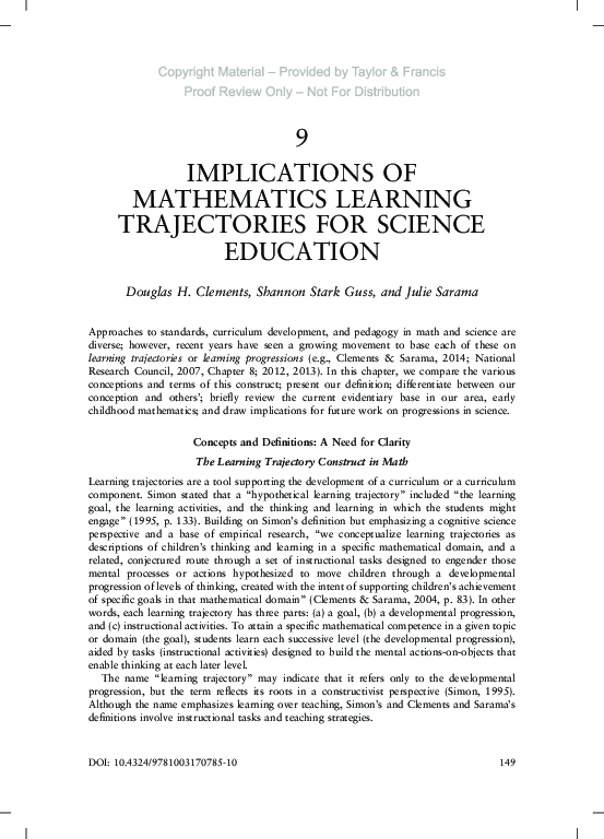 (PDF) Implications of Mathematics Learning Trajectories for Science ...