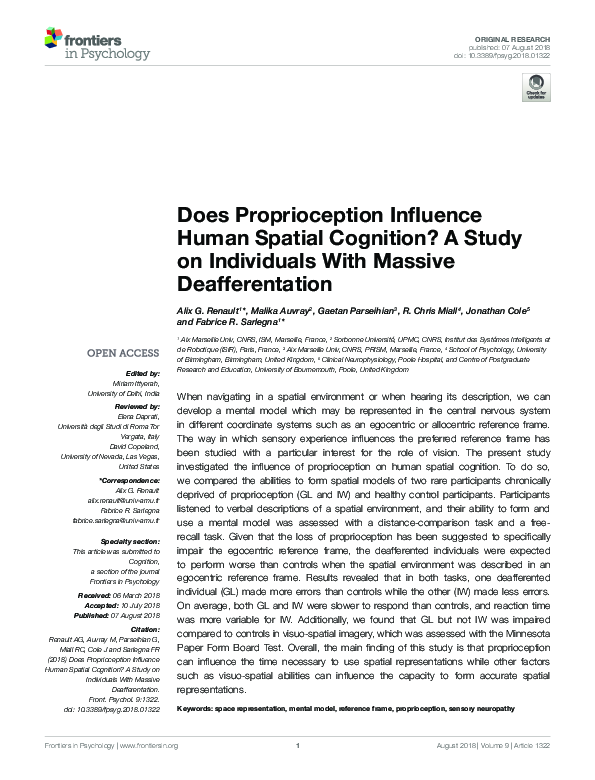(PDF) Does Proprioception Influence Human Spatial Cognition? A Study on ...