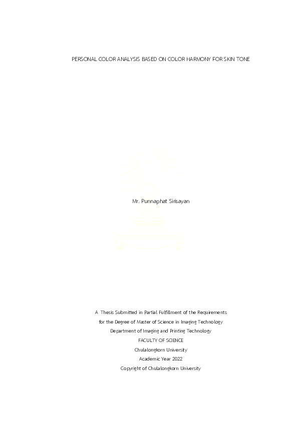 (PDF) Personal color analysis based on color harmony for skin tone