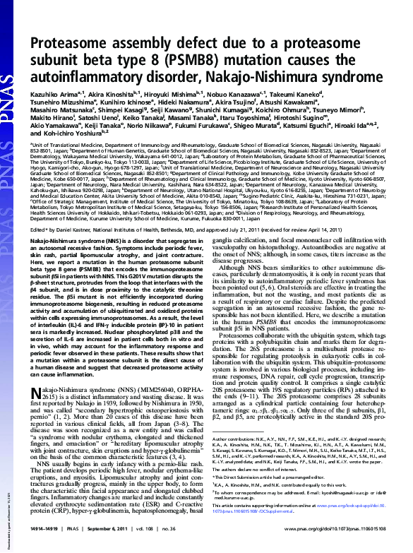 (PDF) Proteasome assembly defect due to a proteasome subunit beta type ...