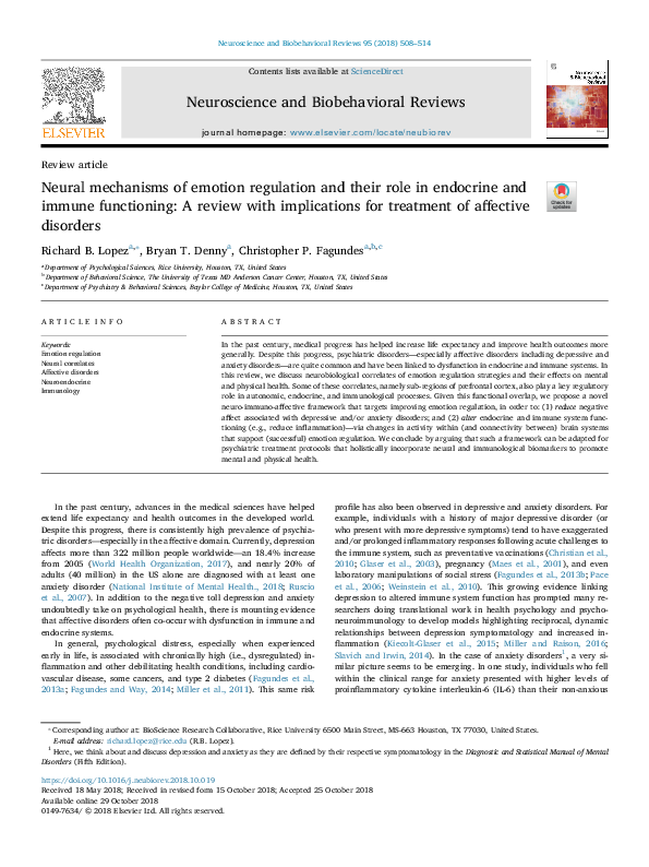 (PDF) Neural mechanisms of emotion regulation and their role in ...