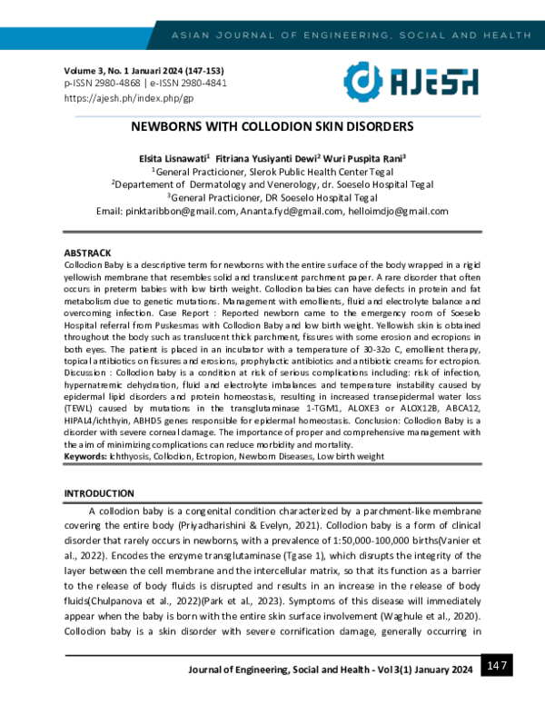 (PDF) Newborns with Collodion Skin Disorders