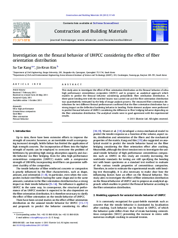 (PDF) Investigation on the flexural behavior of UHPCC considering the ...
