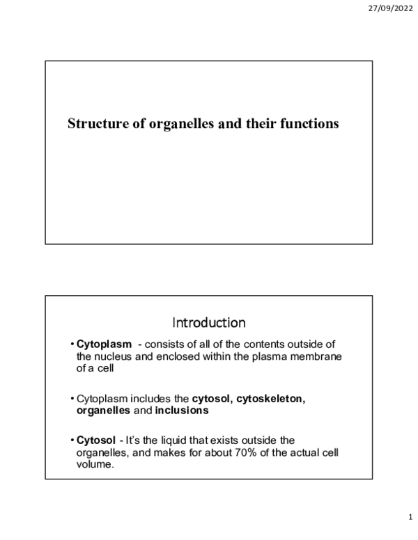 (PDF) Structure of organelles and their functions