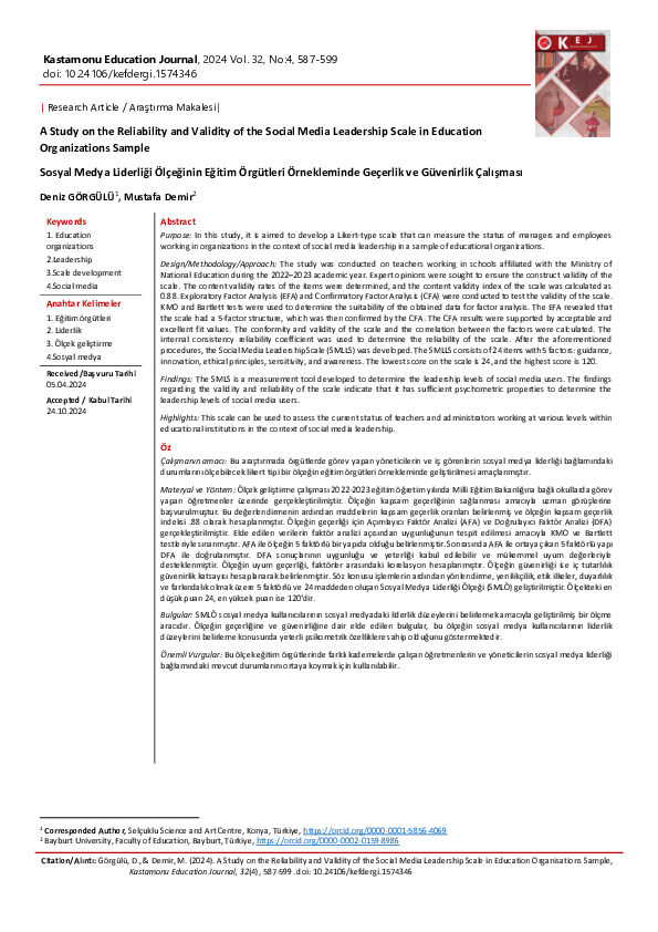 (PDF) A Study on the Reliability and Validity of the Social Media ...