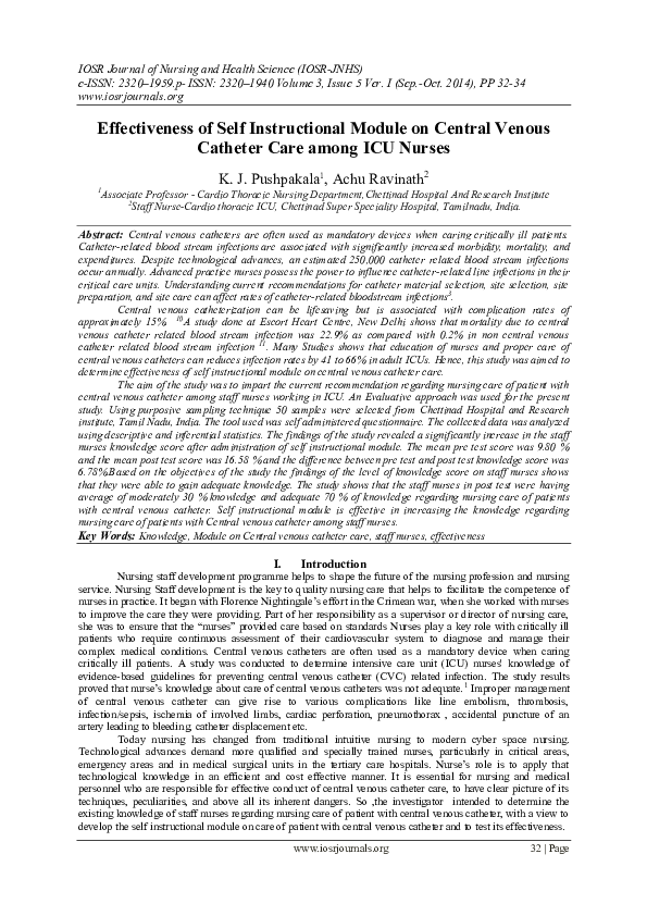 (PDF) Effectiveness of Self Instructional Module on Central Venous ...