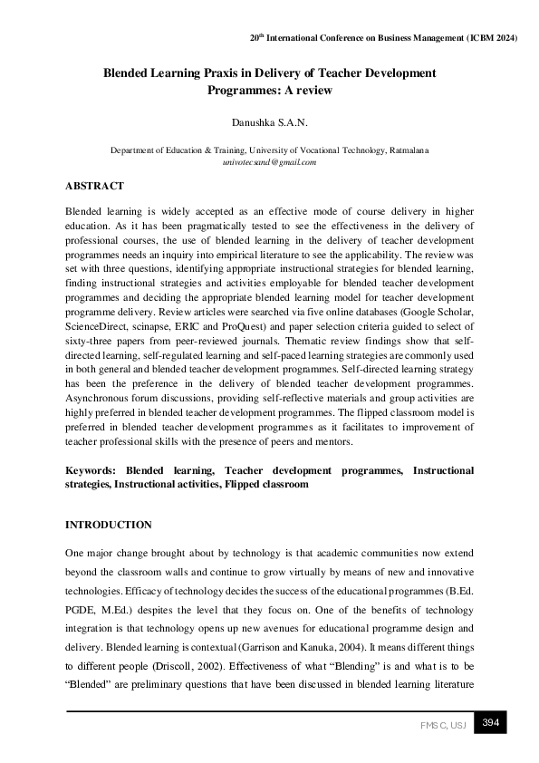 (PDF) Blended Learning Praxis in Delivery of Teacher Development ...