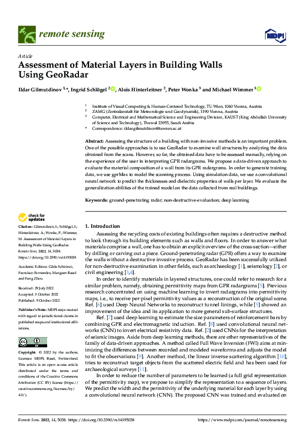 (PDF) Assessment of Material Layers in Building Walls Using GeoRadar