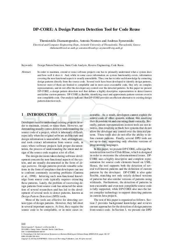 (PDF) DP-CORE: A Design Pattern Detection Tool for Code Reuse