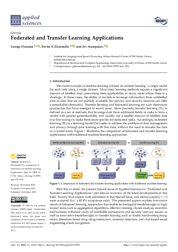 (PDF) Federated and Transfer Learning Applications