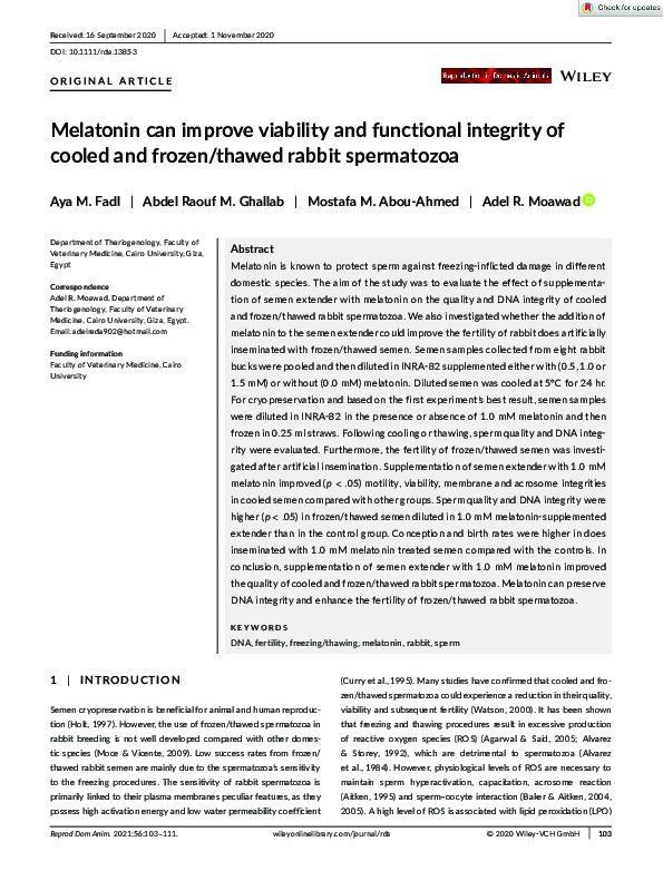 (PDF) Melatonin can improve viability and functional integrity of ...