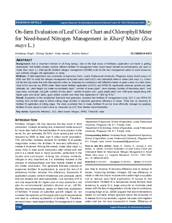 (PDF) On-farm Evaluation of Leaf Colour Chart and Chlorophyll Meter for ...