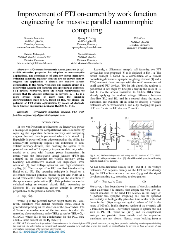 (PDF) Improvement of FTJ on-current by work function engineering for ...