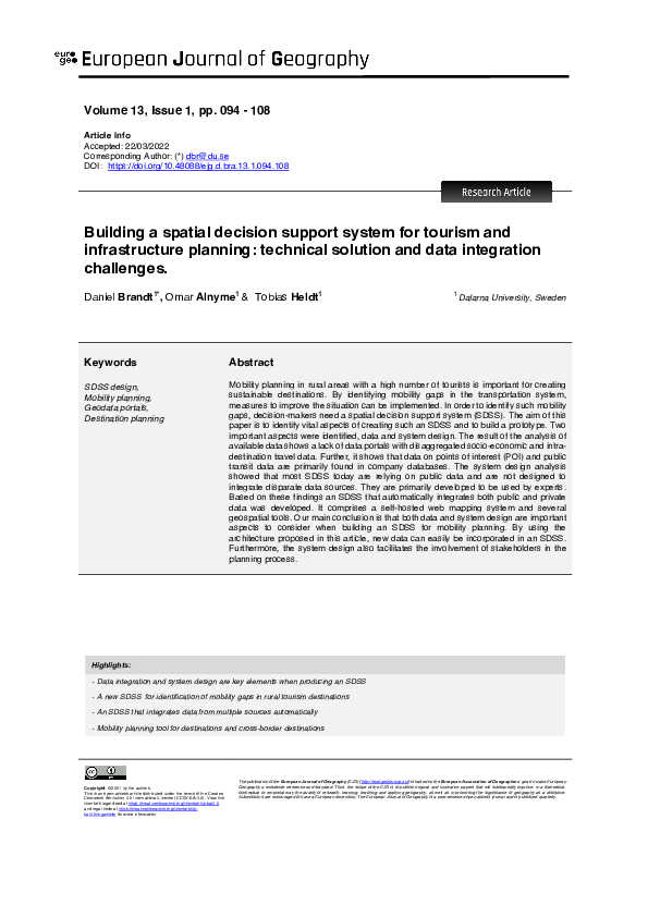 (PDF) Building a spatial decision support system for tourism and ...