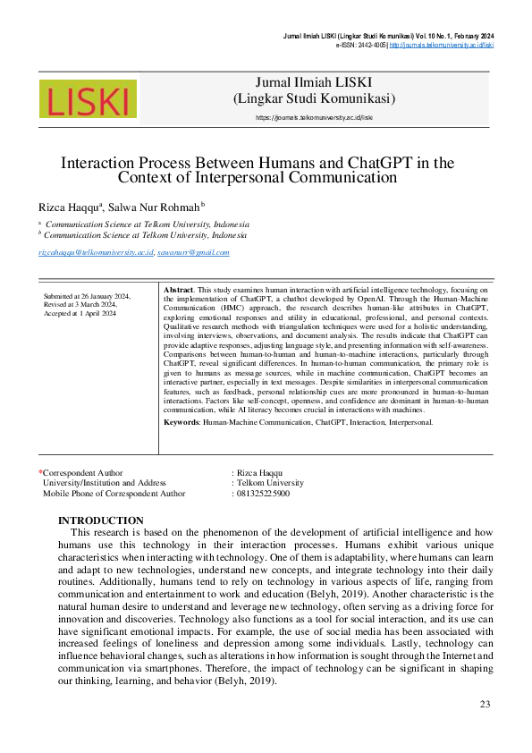 (PDF) Interaction Process Between Humans and ChatGPT in the Context of ...